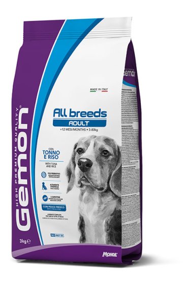 GEMON Dog All breeds Adult Tuňák s rýží 3 kg 25/13