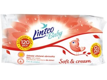 Dětské vlhčené ubrousky s měsíčkem lékařským Linteo Baby 120 ks Soft and cream 