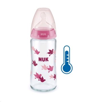 Skleněná kojenecká láhev NUK FC s kontrolou teploty…