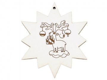 Vánoční dřevěná ozdoba hvězda - jelen