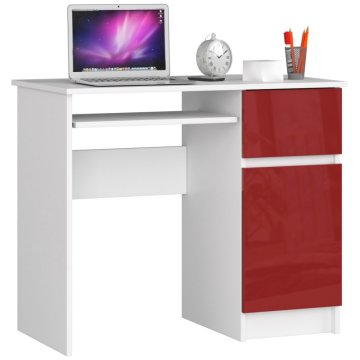 PC stůl Pixel pravý, červená lesk