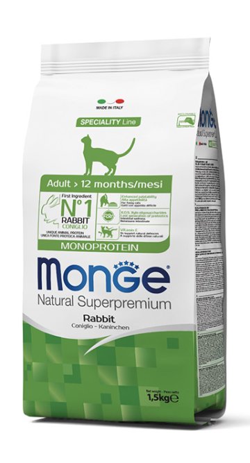 MONGE Cat Monoprotein Adult Králík 33,5/15 1,5kg