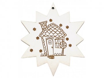 Vánoční dřevěná ozdoba hvězda - chaloupka