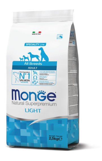 MONGE DOG Light Losos, rýže, kukuřice 2,5kg 24/12