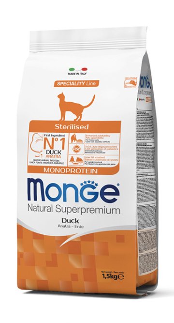 MONGE Cat Monoprotein STERILISED Kachna 35/12 1,5kg