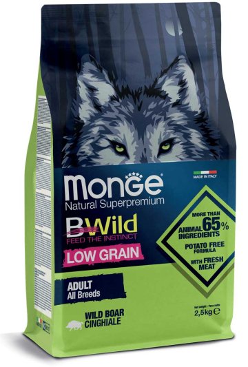MONGE BWILD Dog - Low Grain - Divočák, Adult 2,5kg…