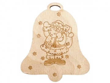 Vánoční dřevěná ozdoba zvonek - santa