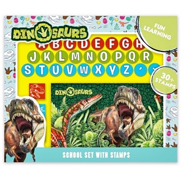 Školní set s razítky Dinosauři