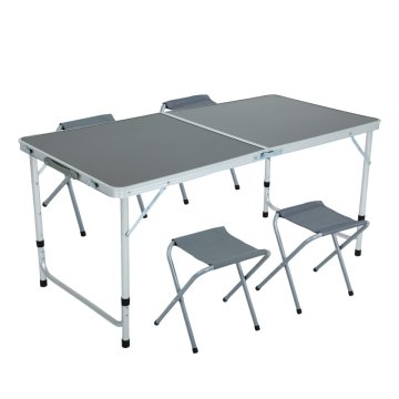 Kempingový set Agis stůl + 4 židličky šedá